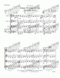 Music notation created and shared online with flat Happy Birthday To You String Quartet Download Sheet Music Pdf File