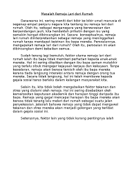 Tidak menggunakan sesuatu adat lagi. Masalah Remaja Lari Dari Rumah