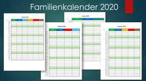 Direkt zum ausdrucken als pdf. Familienkalender 2020 Familienplaner Excel Muster Vorlage Ch