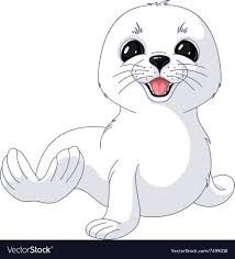 White Seal Vector Image On Vectorstock Cartoon Clip Art White Seal Animal Drawings