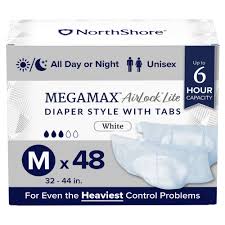 NorthShore MegaMax AirLock Lite Breathable Diaper Style Incontinence Briefs  with Tabs | Adult Diapers