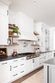 42 white kitchen cabinets with black countertops. Black White Transitional Kitchen Studio Mcgee