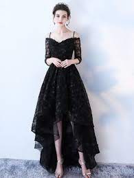 Black Gothic Lace High Low Wedding Dress Black Lace Prom Dress Wedding Dresses High Low High Low Prom Dresses