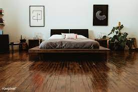 Industrial Bedroom With Dark Wooden Floors Premium Image By Rawpixel Com Mckinsey Dark Bedroom Furniture Dark Wooden Floor White And Brown Bedroom