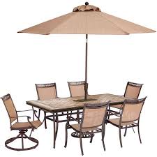 Maybe you would like to learn more about one of these? Get The Hanover Fontana 7 Piece Outdoor Dining Set Weatherproof Garden Lawn Patio Furniture With Stationary Chairs Swivel Rockers Tile Top Table Umbrella And Stand From Walmart Now Accuweather Shop