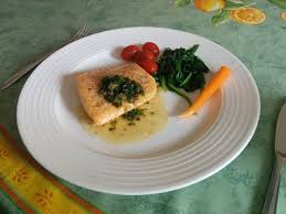 The hearty salmon meuniere is a food dish in the game the legend of zelda: Salmon Meuniere Sheikah Plate