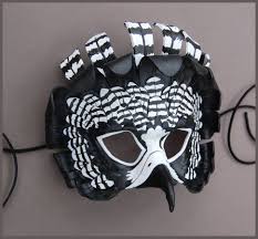 Black And White Raptor Leather Mask By Windfalcon Hand Carved Shaped And Painted 7 Oz Leather Mask The Beak And Back Mo Leather Mask Owl Mask Black Owl