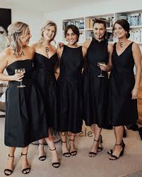 Elegant Short Black Mismatch Bridesmaid Dress In 2020 Short Black Bridesmaid Dresses Black Bridesmaid Dresses Bridesmaid Dresses
