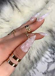 Chanel Matt Fake Nails By Kira B In 2020 Glue On Nails Fake Nails Long Acrylic Nails