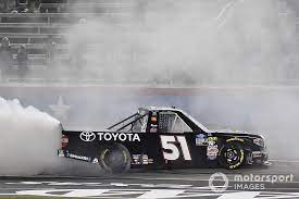 My husband brought me to my first nascar race today at texas motor speedway i loved watching cars go around and so freaking loud, but we had to leave because of rain and i did not bring my coat. Biffle Scores Fairytale Truck Race Win After 18 Year Drought