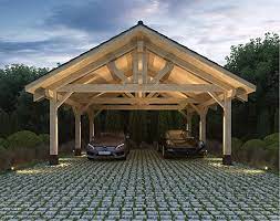 Carports are covered aluminum structures with polycarbonate roofs. Ecohousemart Wooden Carport For 2 Vehicles Patio Cover 20 X 22 X 16 Engineered Wood Glt Prefabricated Diy Patio Lawn Garden Amazon Com
