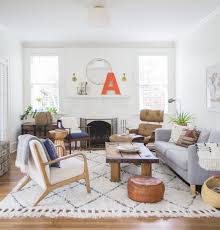 Eclectic White Living Room With Large Shag Boho Area Rug And A White Brick Fireplace Boho De Interior Design Bedroom Small Room Bedroom White Brick Fireplace