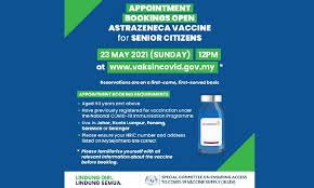 The first astrazeneca vaccine appointments will start on wednesday, may 5, said khairy. Yyrubfbo2sg4xm