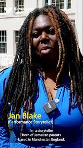 Performance storyteller Jane Blake at Windrush event in Birmingham