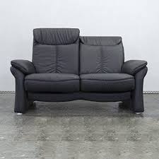 Casada Designer Leder Sofa Schwarz Zweisitzer Couch Funktion Modern Echtleder Ausstellungsstuck 2610 Settee Couch Sofa Couch