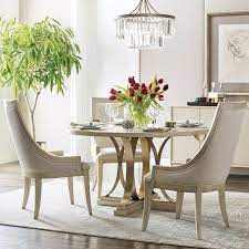 Upholstered dining table arm chairs. American Drew Lenox 5 Piece Round Dining Table Set With Plaza Table And Chalon Upholstered Chairs Jacksonville Furniture Mart Dining 5 Piece Sets
