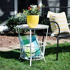 White Side Table With Basket Bottom Kirklands White Side Tables Metal Outdoor Side Table Round Metal Side Table