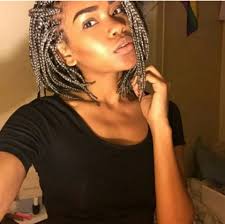 Black And Brown Braids Styles Short Gray Box Braids Short Box Braids Box Braids Hairstyles Hair Styles