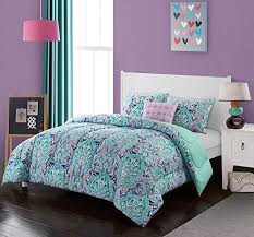 The comforter set is machine washable for easy care. Floral Teal Blue Aqua Twin Comforter Set Pink Purple Twin Xl Bedding Comforter Damask Female Luxury Decorative Paisley All Over Print Medallion Beautiful Elegant Soft Dorm Green Reversible Blossoms Buy Online In Bahamas At