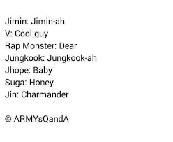 Nickname That Bts Members Wants To Be Call By Their Girls Bts Memes Hilarious Bts Quotes Bts Members
