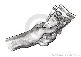 Pencil Drawing Hand With Money Euros Sketch Pencil Drawings Stock Illustration Drawings