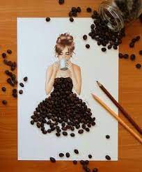 تصميم أزياء من خامات جديدة imagination of artist creative art coffee bean art creative artwork
