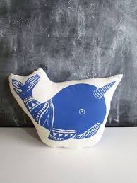 Plush Narwhal Pillow Hand Woodblock Printed Choose Any Color Made To Order Boys Nautical Bedroom Pillows Narwhal
