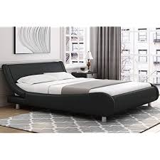 Box spring beds in this post featuring amish beds and helpful infographics showing exactly when building your bed, the craftsmen will leave out the slats so that the adjustable base and mattress will fit down into the bed frame. Buy Kealive Deluxe Upholstered Sleigh Bed Frame With Adjustable Headboard Modern Faux Leather Low Profile Platform Bed Wood Slat Support Queen Size Black Online In Turkey B091byrxq6