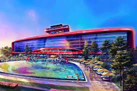 The Ferrari Hotel Spain The Backside Pool And Glass Panes On The Wall Of The Ferrari Hotel Barcelona Hotels Ferrari World Amazing Travel Destinations