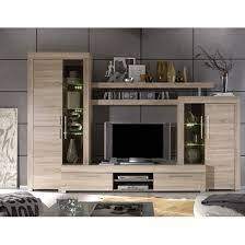 boom living room set in oak with led lights wohnzimmereinrichtung wohnzimmerschranke stilvolle wohnzimmer
