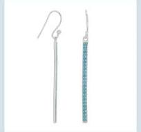 Rhodium Plated Nano Turquoise Bar Earrings