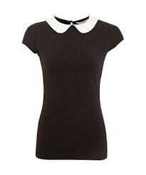 Black Contrast Peter Pan Collar T Shirt Looks Look