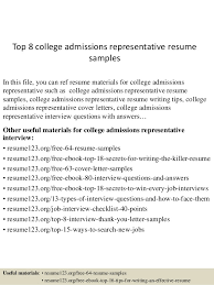 top 8 college admissions representative