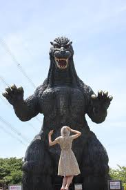 Giant Godzilla Statue Just Outside Tokyo In A Flower Park Odigo Godzilla Statue Movie Monsters