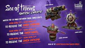 Check spelling or type a new query. Sea Of Thieves Twitch Drops Weekend 24th 26th April Get The Remaining Omen Ship Cosmetics