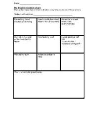 Positive Strategy Self Monitoring Chart Self Monitoring