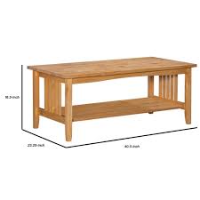 Mission Style Wooden Coffee Table With Open Bottom Shelf Oak Brown On Sale Overstock 32110394