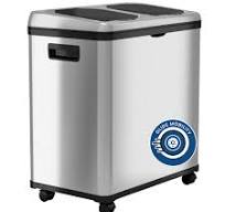 iTouchless 16 Gallon Stainless Steel Combo Trash and Recycle Bin with  Decals, Dual Compartment (8 Gal each) 60 Liter Kitchen Garbage Waste Can ...