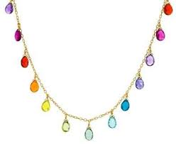 Marie Helene De Taillac Large Rainbow Gem Dangling Briolette Necklace In Designers Marie Helene De Tailla Briolette Necklace Rainbow Jewelry Precious Jewelry