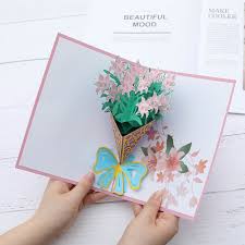 Starting with the two largest center bouquet pieces slide them together. Climberty Flower Pop Up 3d Cards Handmade Greeting Card With Envelopes For Most Occasions Mother S Day Thanksgiving Birthday Christmas Valentine S Day Lily Amazon In Office Products