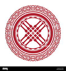Shanyrak, tundyuk, toono - a constructive element crowning the dome of the  yurt. Traditional ornament of Asian nomads: Mongols, Kazakhs, Kirghiz, Bash  Stock Vector Image & Art - Alamy