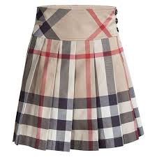 Burberry Children Beige Nova Check Cotton Pleated Mini Skirt 10 Yrs