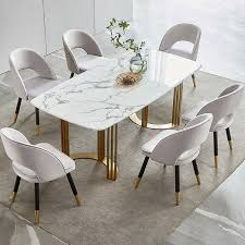 Faux Marble Dining Table Gold Dining Table Rectangular Stainless Steel Dining Table 6 Seat In 2020 Dining Table Gold Dining Table Marble Faux Marble Dining Table