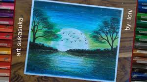 Moonlight Cara Menggambar Pemandangan Malam Hari Step By Step With Oil P Pemandangan Cara Menggambar Lukisan