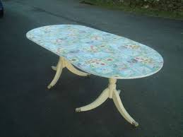 Vintage Dining Table With Floral Patchwork Decoupage Table Top Decoupage Table Vintage Dining Table Decoupage Furniture