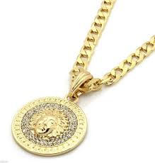 Auth pomellato 18k rose gold blue green london blue topaz ring us#6. Mens Medallion Patern Medusa Gold Greek 24 Quot Cuban Curb Chain Pendant Necklace Gold Chains For Men Chains For Men Gold Medallion Necklace