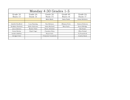 Monday 4:30 Grades 1-5