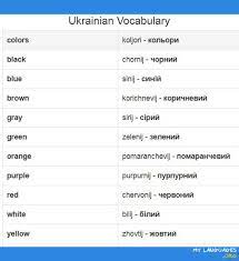 Historical linguists trace the origin of the ukrainian language to the old east slavic of the early medieval state of kyivan rus. Colors Ukrayinska Ukrainian Language Vocabulary How To Memorize Things