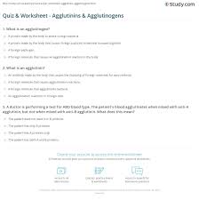 Quiz Worksheet Agglutinins Agglutinogens Study Com