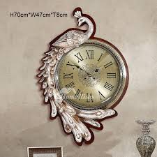 This bird clock design helps to make an interior statement in your living room. Peacock Wall Clock Art Deco 19 15 Inch Metal Resin Large Personalized